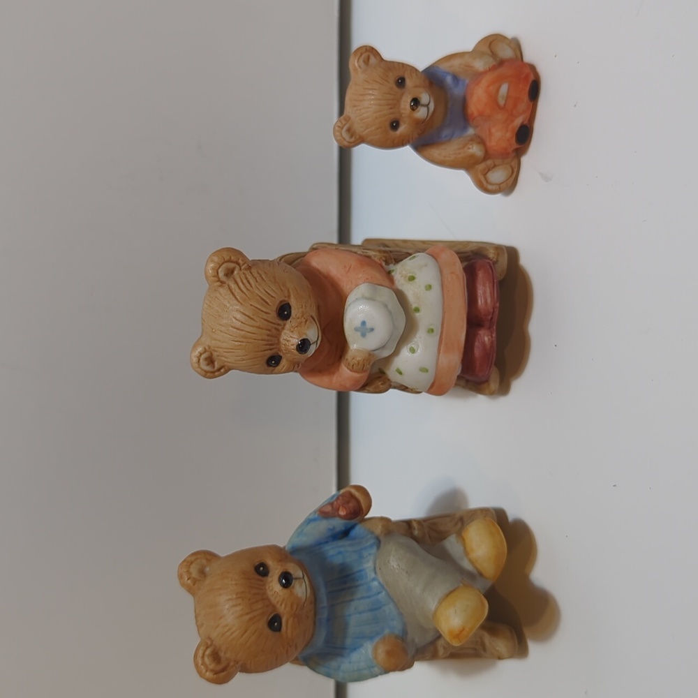 HOMCO Home Interiors Rocking Chair Bears Baby Boy with Car 3 Figures 1470